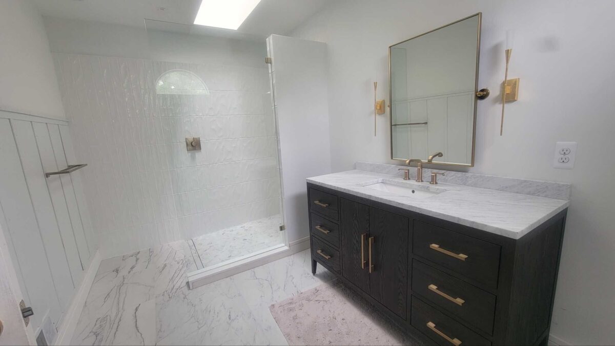 walk in wet shower bathroom suite renovation northville