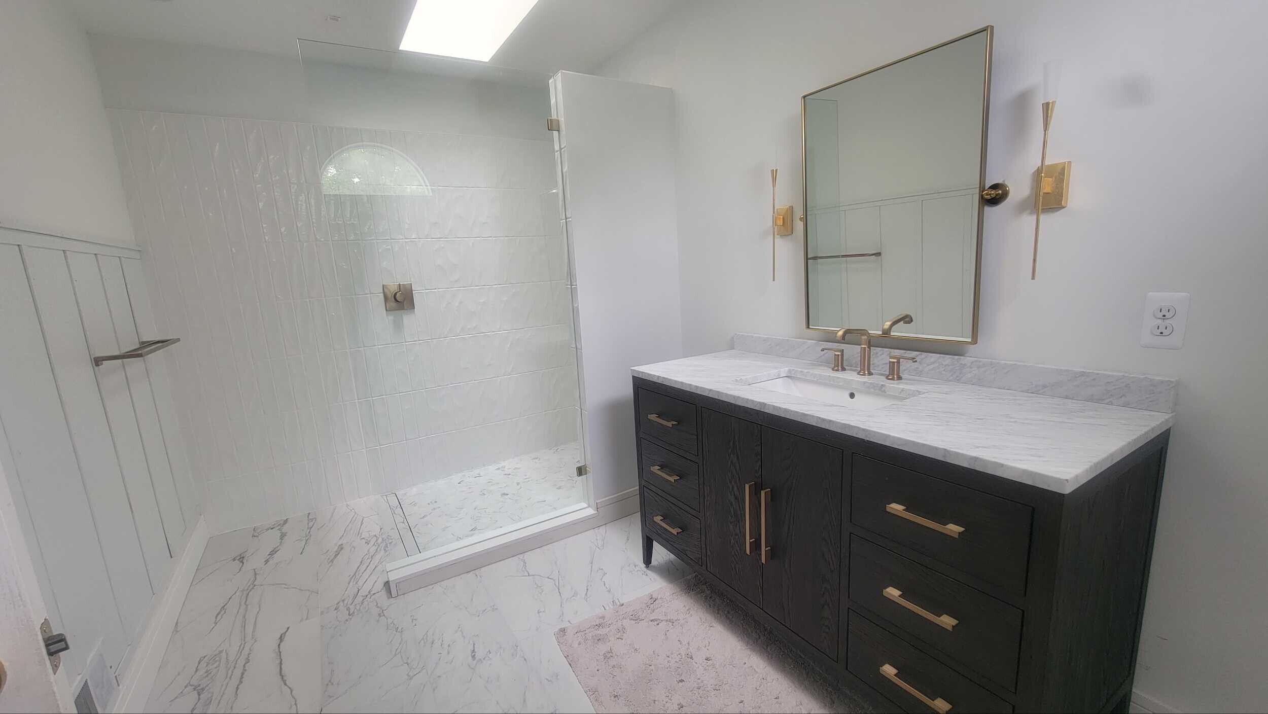 walk in wet shower bathroom suite renovation northville